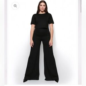 Ripley Rader Black Ponte Knit Wide Leg Pants High Waist full length Size small